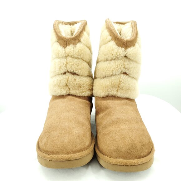 UGG Tania Genuine Shearling Pull On Winter Boots 9/40/Tan - Picture 4 of 12